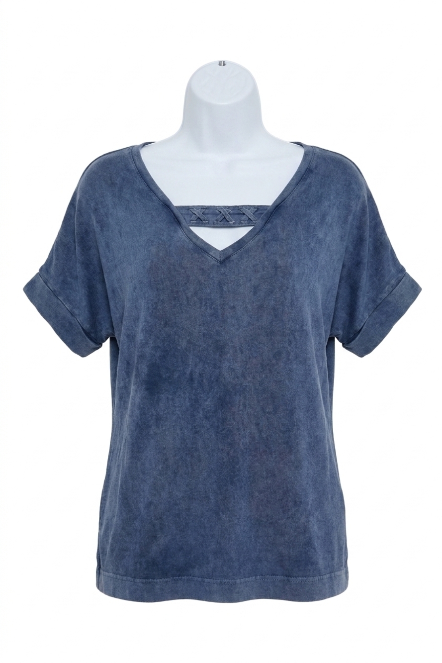NEW ANGEL front to back braided top in denim